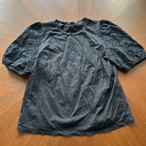 Boden Eyelet Lace Sleeved T-Shirt